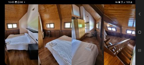 due foto di una stanza con due letti di Chalet 4d en Panticosa en urbanización con piscina y padel a Panticosa