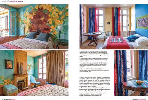 Deux photos d'une chambre avec un lit et d'une chambre avec dans l'établissement Purple House, à Saint-Valery-sur-Somme