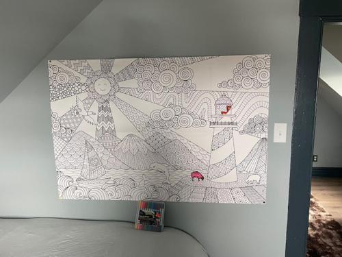 a drawing on a wall in a room at Route3BnB in Shag Harbour