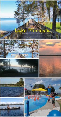 a collage of pictures of a lake minnesota at Charming Country Retreat Home in Clermont