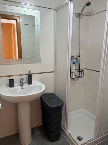 a bathroom with a sink and a shower at Moncofa Sunset in Moncófar