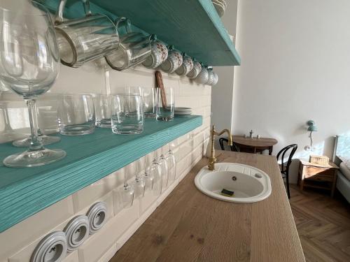 Kuchyň nebo kuchyňský kout v ubytování Apartmány Naxarův dvůr