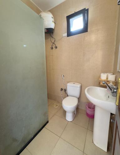 a bathroom with a toilet and a sink at Lighthouse Residence in Dahab