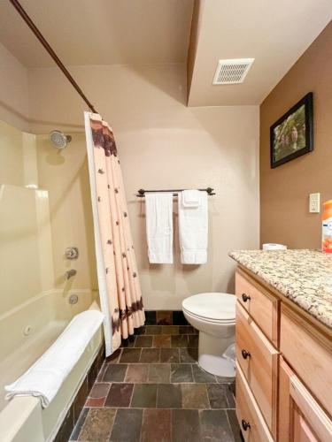 a bathroom with a toilet and a tub and a sink at Condo at Cedar Breaks Lodge in Brian Head, UT in Brian Head