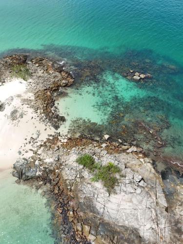 an aerial view of a beach and the ocean at Privilège Passeio de Lancha em Angra dos Reis e Ilha Grande in Angra dos Reis