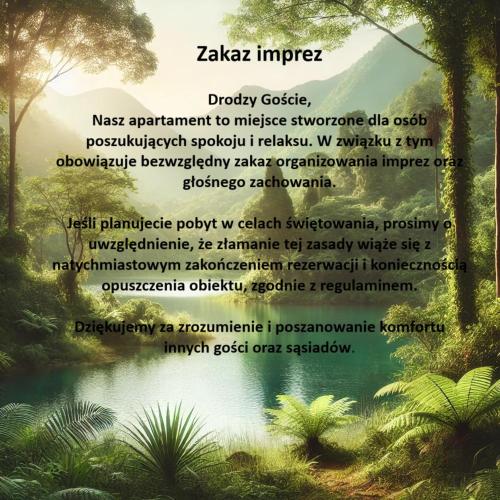 a poster of a garden with a lake at Dom Warszawa/Legionowo in Legionowo
