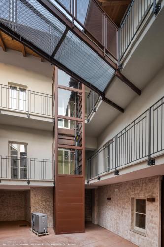 a view of the inside of a building with balconies at Cà d'la Mora in San Michele Mondovì