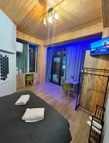 a bedroom with a bed and a tv in a room at Sairme Glampings in Sairme