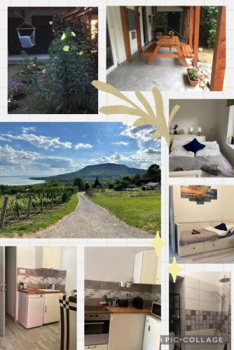 a collage of photos of a house and a residence at Theodor Tomaj 3Bdr AC Garden Terrace in Badacsonytomaj