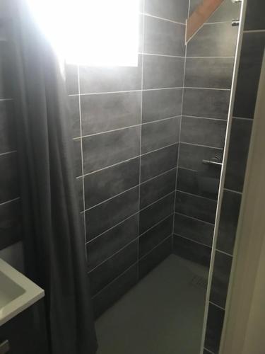 Domaine Papillon في Talais: دش مع باب زجاجي في الحمام