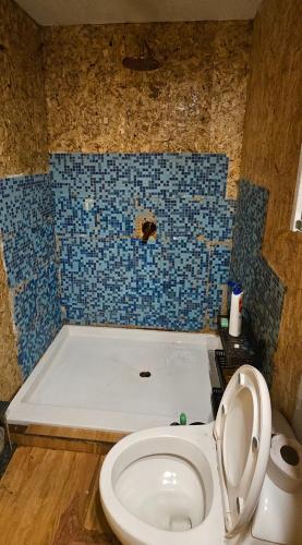 a bathroom with a toilet and a bath tub at Casa Cipres in Laredo Hacienda