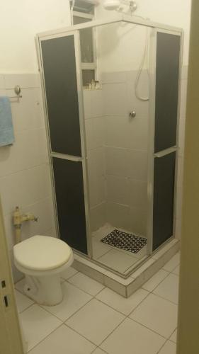 里约热内卢Apartamento temporada copacabana的带淋浴和卫生间的浴室