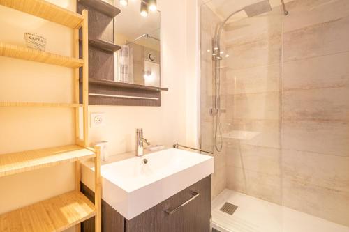 une salle de bain avec un lavabo et une douche dans l'établissement Le cocon Toulousain, à Toulouse