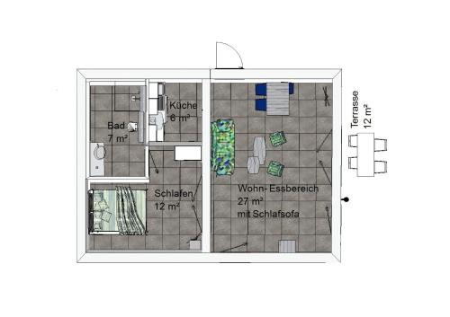 a drawing of a floor plan of a building at Ahornnest in Bingerbrück