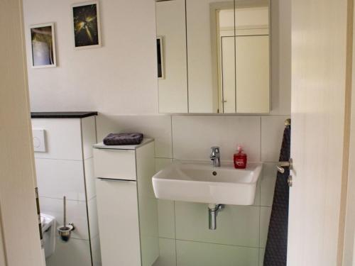 a small bathroom with a sink and a cabinet at Ferienwohnung Gute Zeit - Apartment 2 in Bleialf