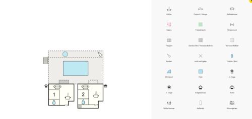 VillaBlu1 Doppelhaushälfte Seaview, Poolの見取り図または間取り図