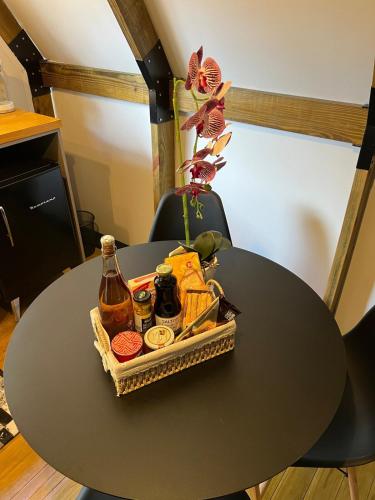 a table with a tray of food on it at Come live the Keike experience! in Canela