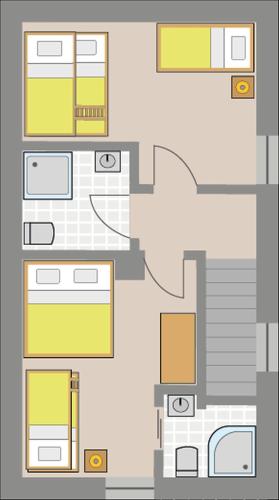 a floor plan of a building with a hand at Ferienhaus alte Münze in Neuerburg