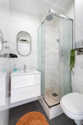 une salle de bain avec une douche, des toilettes et un lavabo dans l'établissement Cocon Place Massena, Cours Saleya et Mer, à Nice