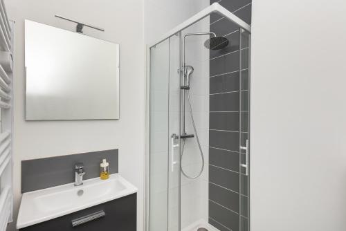 une salle de bain avec douche et lavabo dans l'établissement Le Vigilant, à Brest