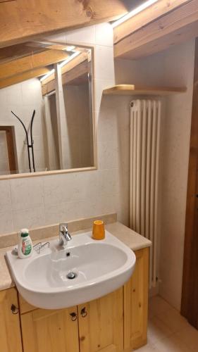 a bathroom with a sink and a mirror at Casa delle Rose in Teglio