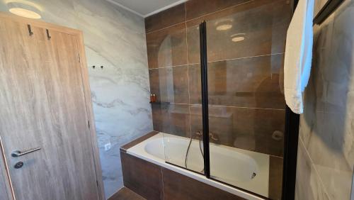 a bathroom with a shower and a bath tub at Residence Giardino in Ugljan