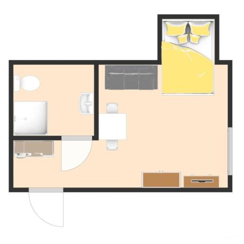 a floor plan of a bedroom with a bed at zum Aal in Wester-Ohrstedt