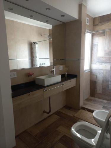 a bathroom with a sink and a toilet at El Descanso Melincue in Melincué
