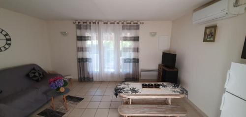 un salon avec un canapé et une table dans l'établissement Studio 30 m2 climatisé calme, à Eccica-Suarella