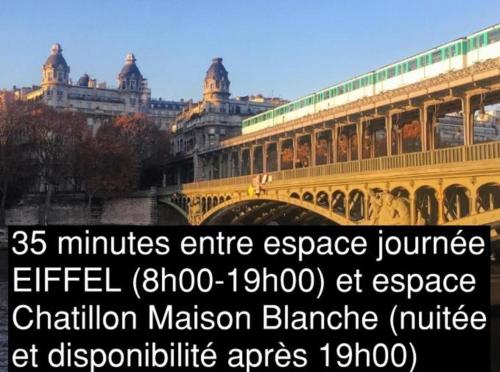 une photo d'un pont avec un bâtiment en arrière-plan dans l'établissement Chatillon Citea Express Chambre chez l'habitant Chatillon métro pour nuitée avec accès direct Paris centre et Espace limité en journée Paris sans nuitée accès limité 8h00-19h00 pour dépôt bagages, à Paris