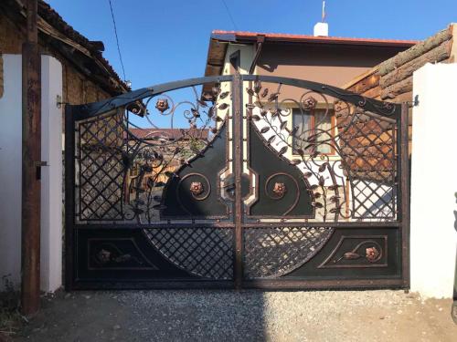 an iron gate with a door to a building at Guest House Kalina in Sapareva Banya