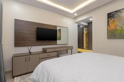 TV a/nebo společenská místnost v ubytování AIN Apartments