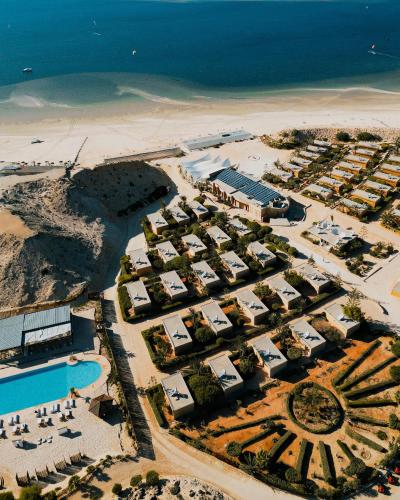 an aerial view of a resort on the beach at Hotel Dakhla Club & SPA in Dakhla
