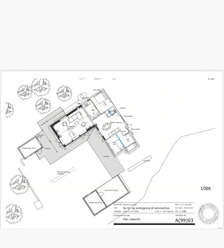 a floor plan of the proposed renovation of a house at Modern Summer House Near Gudmindrup Beach in Højby