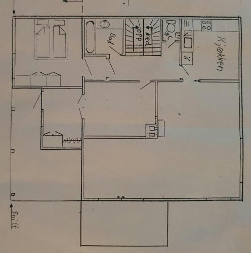 a drawing of a floor plan of a house at Sea View And Idyll In Charming Island Cabin in Brevik
