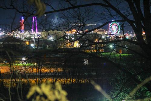 a view of a city at night with a ferris wheel at Inn The Vicinity in Pigeon Forge