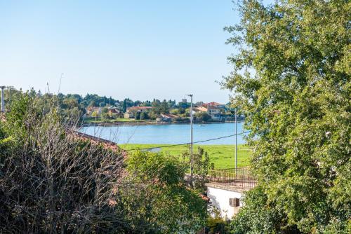 a view of a body of water with trees at Quercus Village Penthouse with jacuzzi in Novigrad Istria