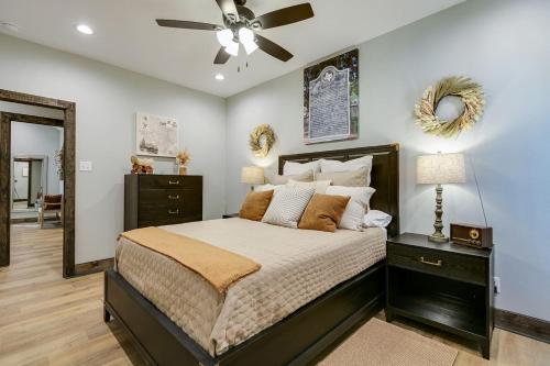 a bedroom with a bed and a ceiling fan at Bismarck Farm 2 BR 2 and a half BA New in San Angelo