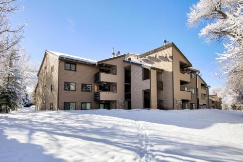 a building with snow in front of it at Perfectly Located Beaver Creek Vacation Home in Avon