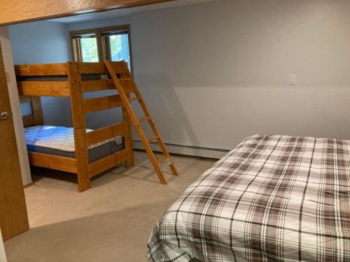 ベールにあるSunny Vail Mountainside Getaway Amazing Locationのベッドルーム1室(二段ベッド1組、はしご付)