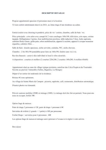 une lettre de recommandation d'un médecin demandant à un patient de citer un document dans l'établissement Appartement T2 Ste Marie de Campan - La Mongie - Tourmalet, à Campan