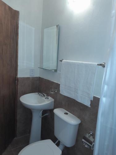 a bathroom with a white toilet and a sink at Cafayate Suite in Cafayate