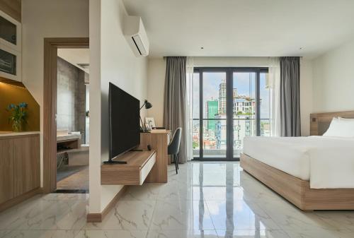 Μια τηλεόραση ή/και κέντρο ψυχαγωγίας στο Noden2 Hotel & Apartment
