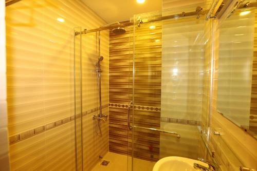 a bathroom with a shower and a sink at Nest Hotel in Ho Chi Minh City