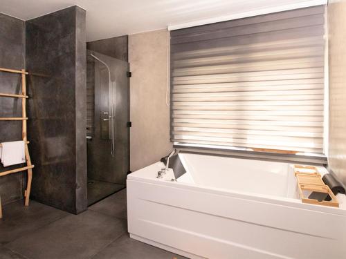 a bathroom with a white tub and a shower at Villa Alea in Vinogradi Ludbreški