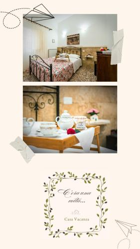 two pictures of a hotel room with two beds at C'era Una Volta in Taviano