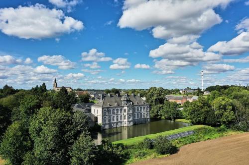 an image of a large building with a lake at Château de Vierset in Vierset-Barse