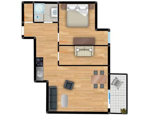 a floor plan of a small apartment at Residenz am Balmer See - BS 11 mit Wellnessbereich in Balm