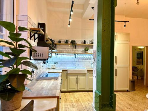 Kuchyň nebo kuchyňský kout v ubytování City Centre Loft Apartment