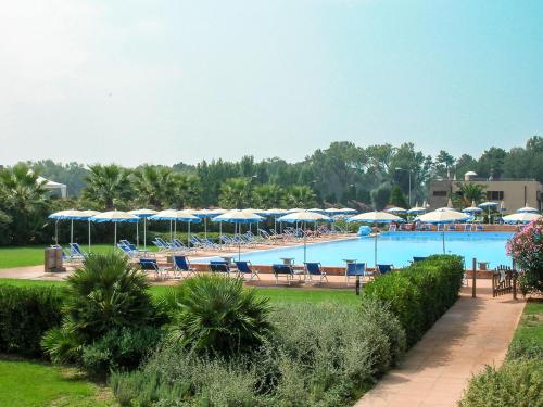 una piscina con sillas y sombrillas en Apartment Cosmopolitan Golf - TIR280 by Interhome, en Tirrenia